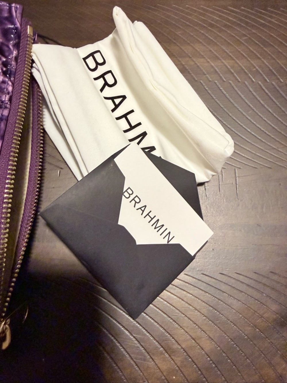 NWT - Brahmin Daisy Wristlet in Heroic Purple w/dustbag & registration card - Picture 6 of 12